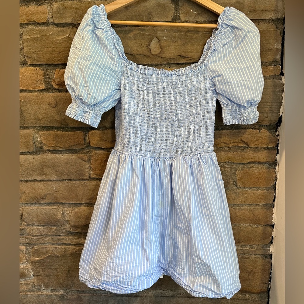 Striped Milkmaid Dress Juniors S 100% Cotton